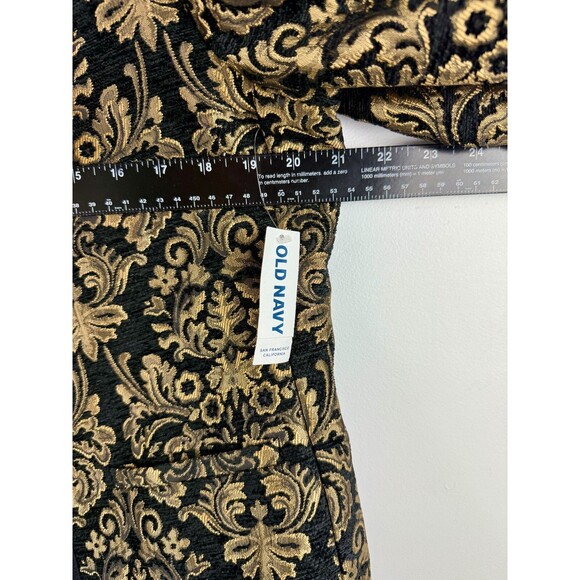 Old Navy Jacket Women Medium Jacquard Open Front Blazer Black Gold Office, party - Picture 10 of 15